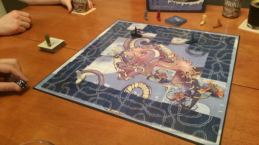 As the board fills up, be careful you don't place a tile that sends you back along another ship's wake--to certain death!